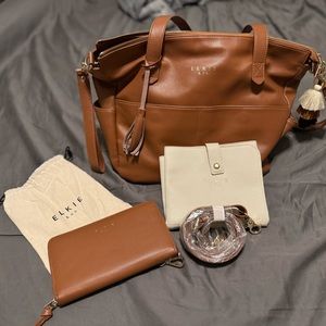 Elkie and Co. Diaper Bag w/ matching wallet (with dust cover) & changing pad